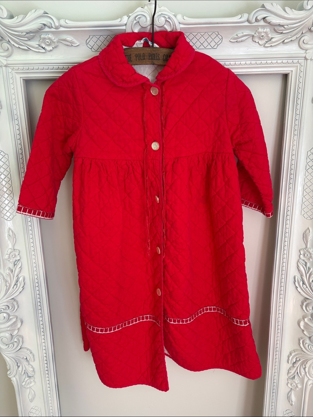Vintage Red Quilted Kids Pajama Robe - Cozy Button-Front size 6